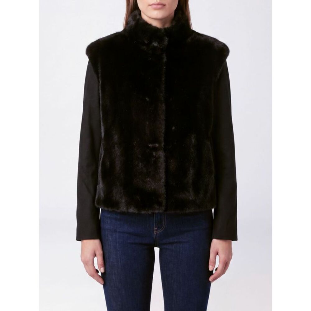 Herno Women High Neck Faux Fur Jacket Herno With Concealed Closure